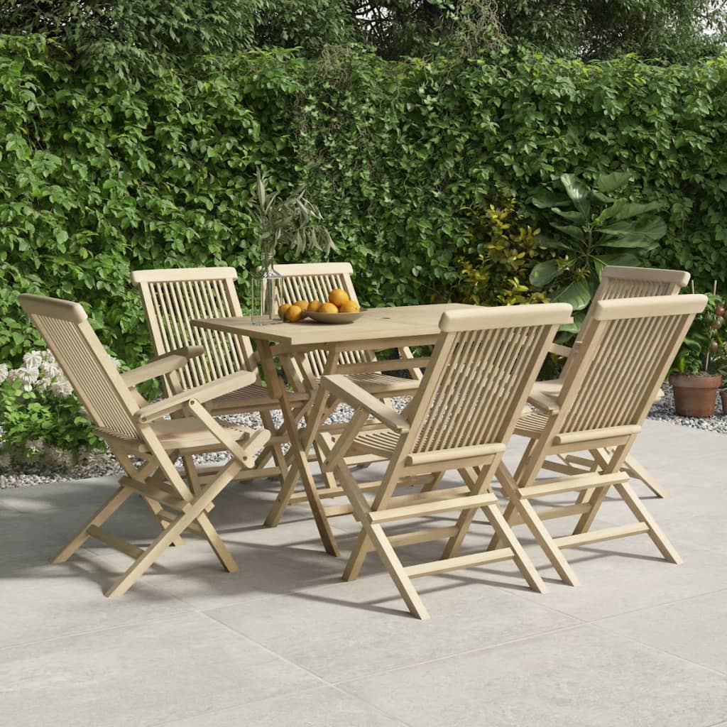 Klappstoler 6 stk grå 56x61x89 cm heltre teak