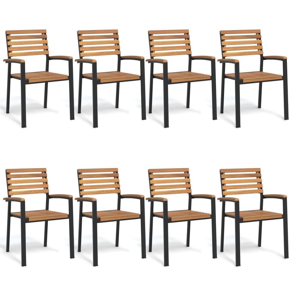 Stablebare hagestoler 8 stk heltre akasie og metall
