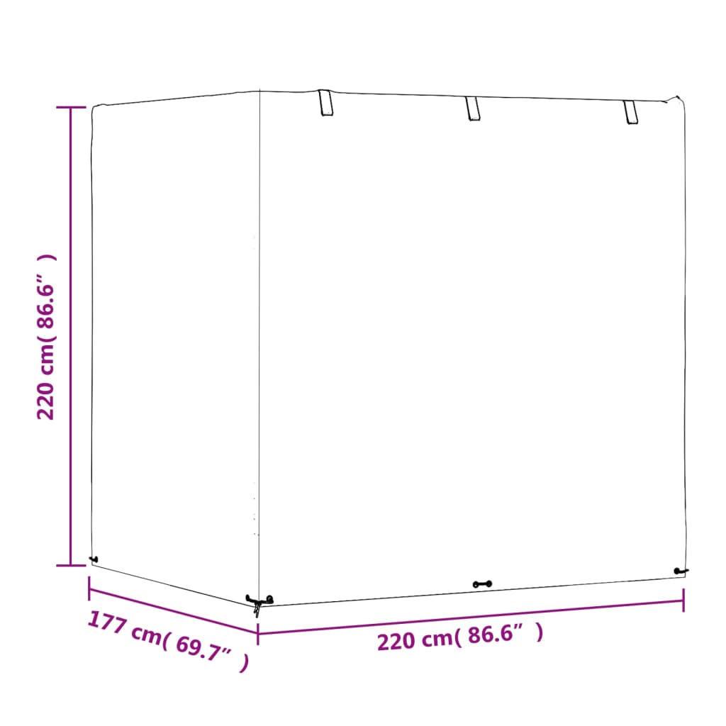 Trekk til huskebenk 2 stk 12 maljer 220x177x220 cm polyetylen vidaXL
