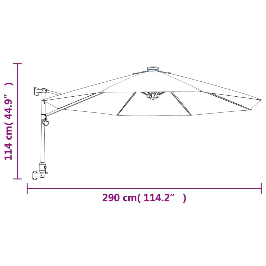 Veggmontert parasoll eplegrønn 290 cm