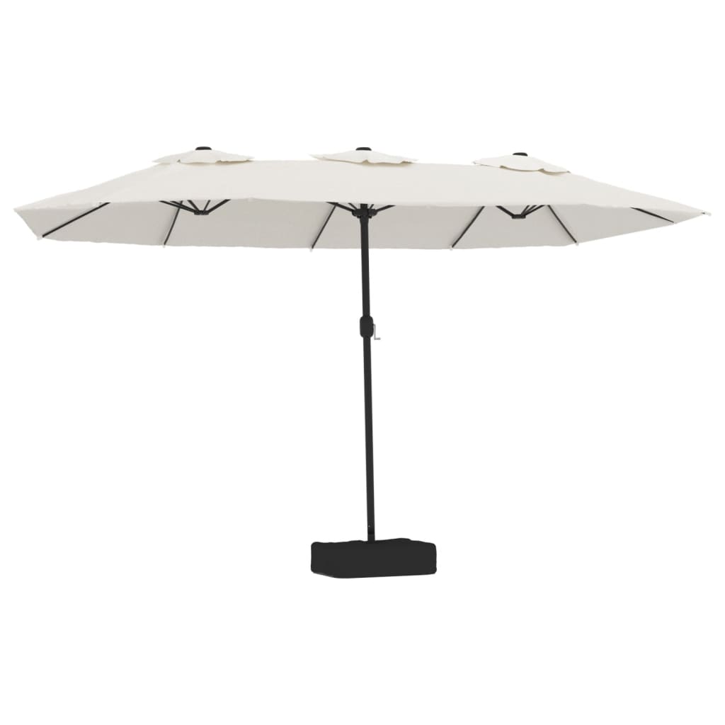 Hageparasoll dobbelt hode med LED sandhvit 449x265 cm vidaXL