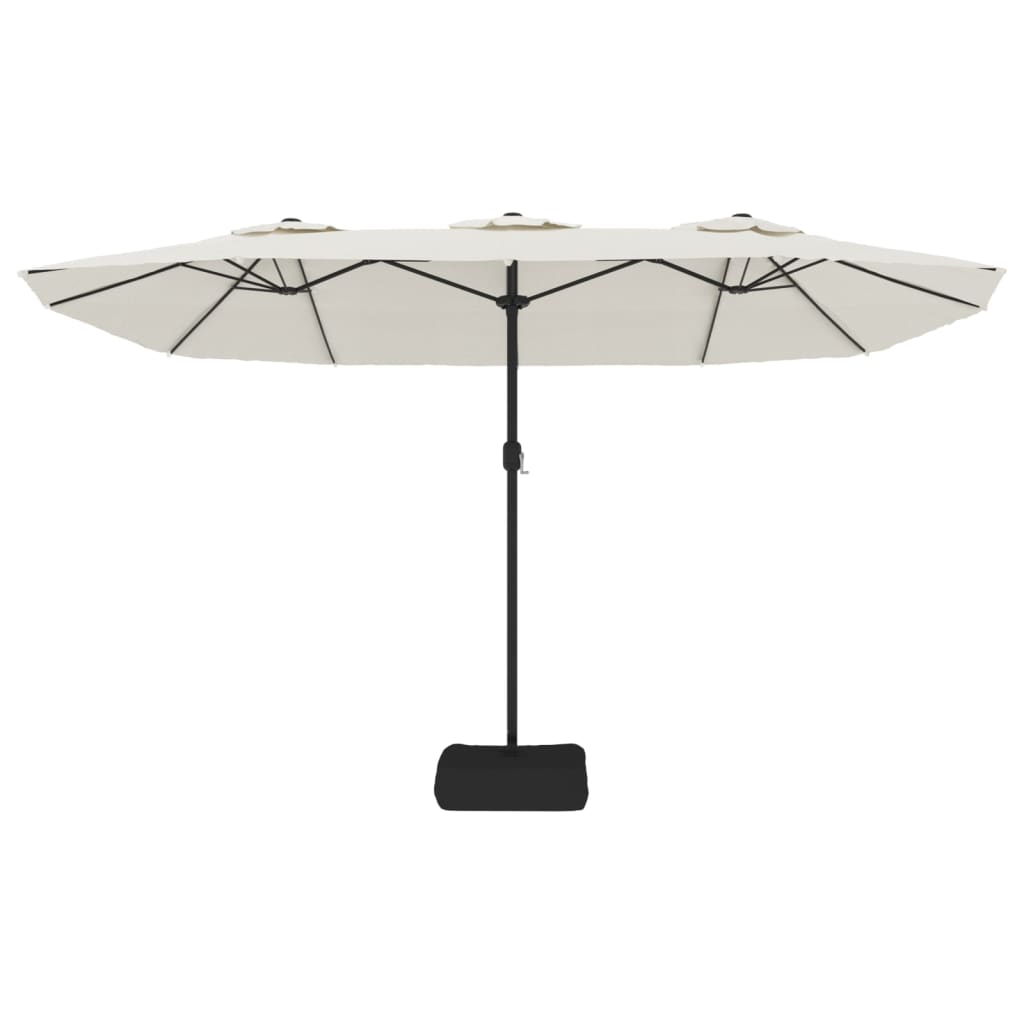 Hageparasoll dobbelt hode med LED sandhvit 449x265 cm vidaXL