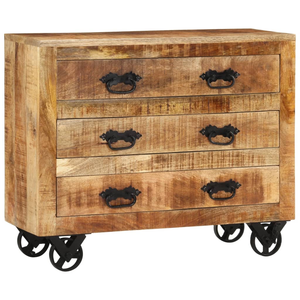 Skjenk med 3 skuffer 80x30x65 cm grov heltre mango