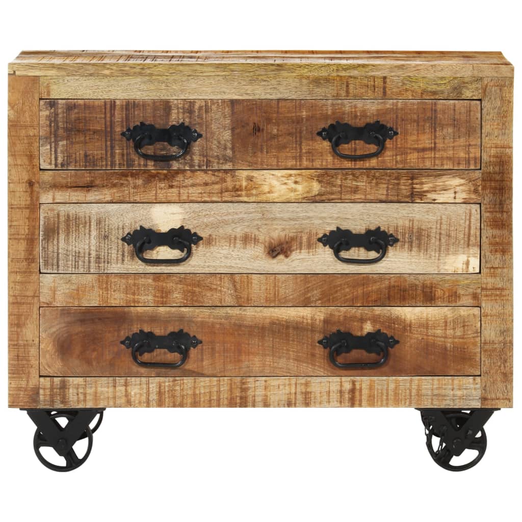 Skjenk med 3 skuffer 80x30x65 cm grov heltre mango