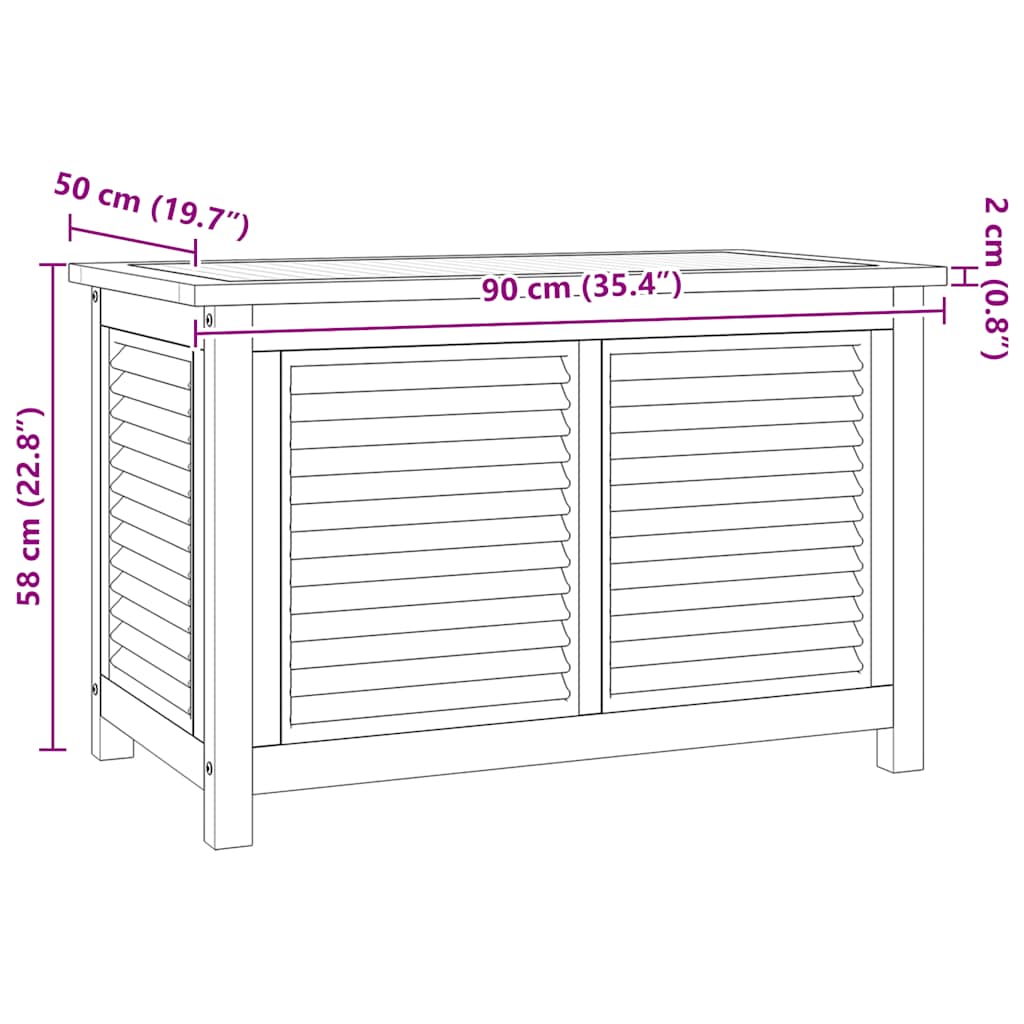Putekasse med pose 90x50x58 cm heltre teak