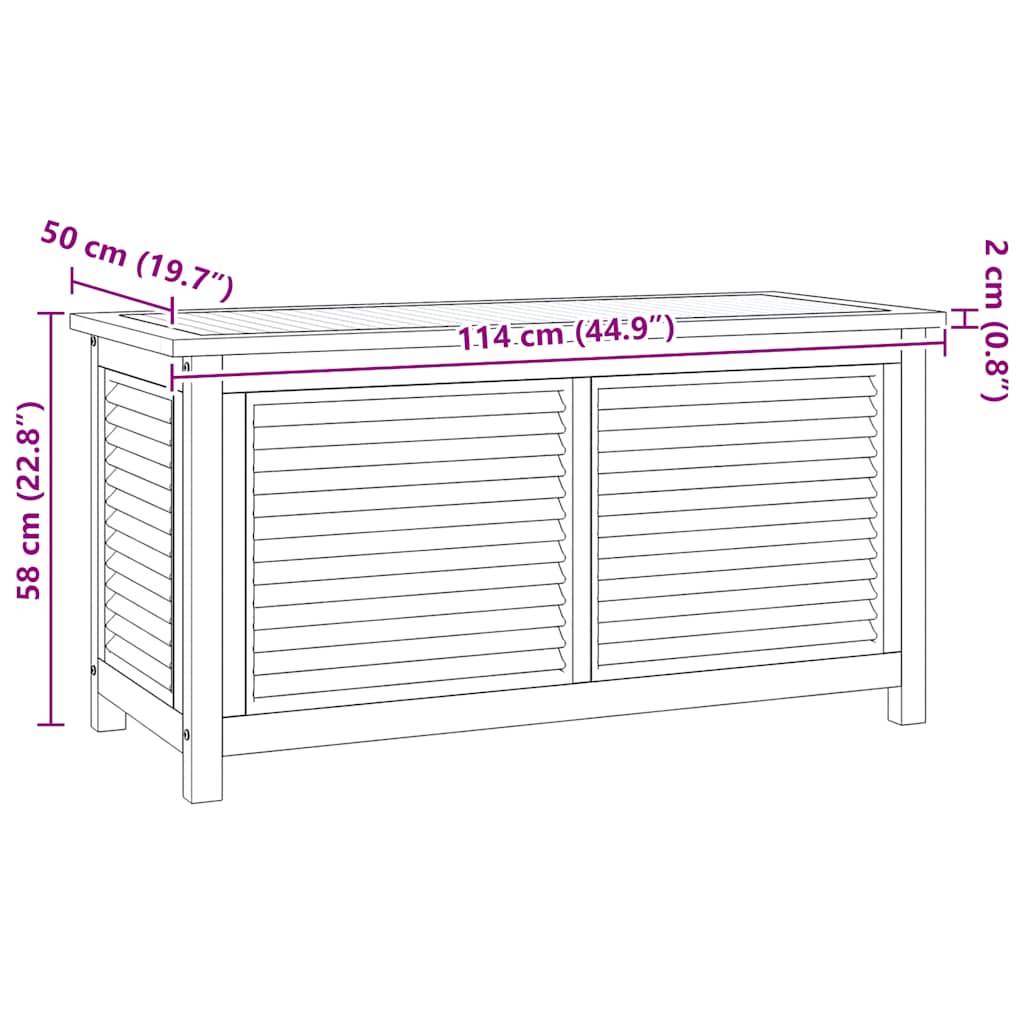 Putekasse med pose 114x50x58 cm heltre teak