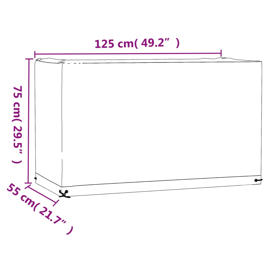 Hagemøbeltrekk 8 maljer 125x55x75 cm rektangulær vidaXL