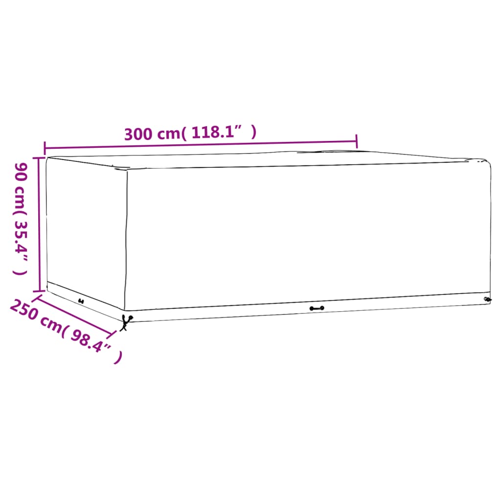 Hagemøbeltrekk 16 maljer 300x250x90 cm rektangulær
