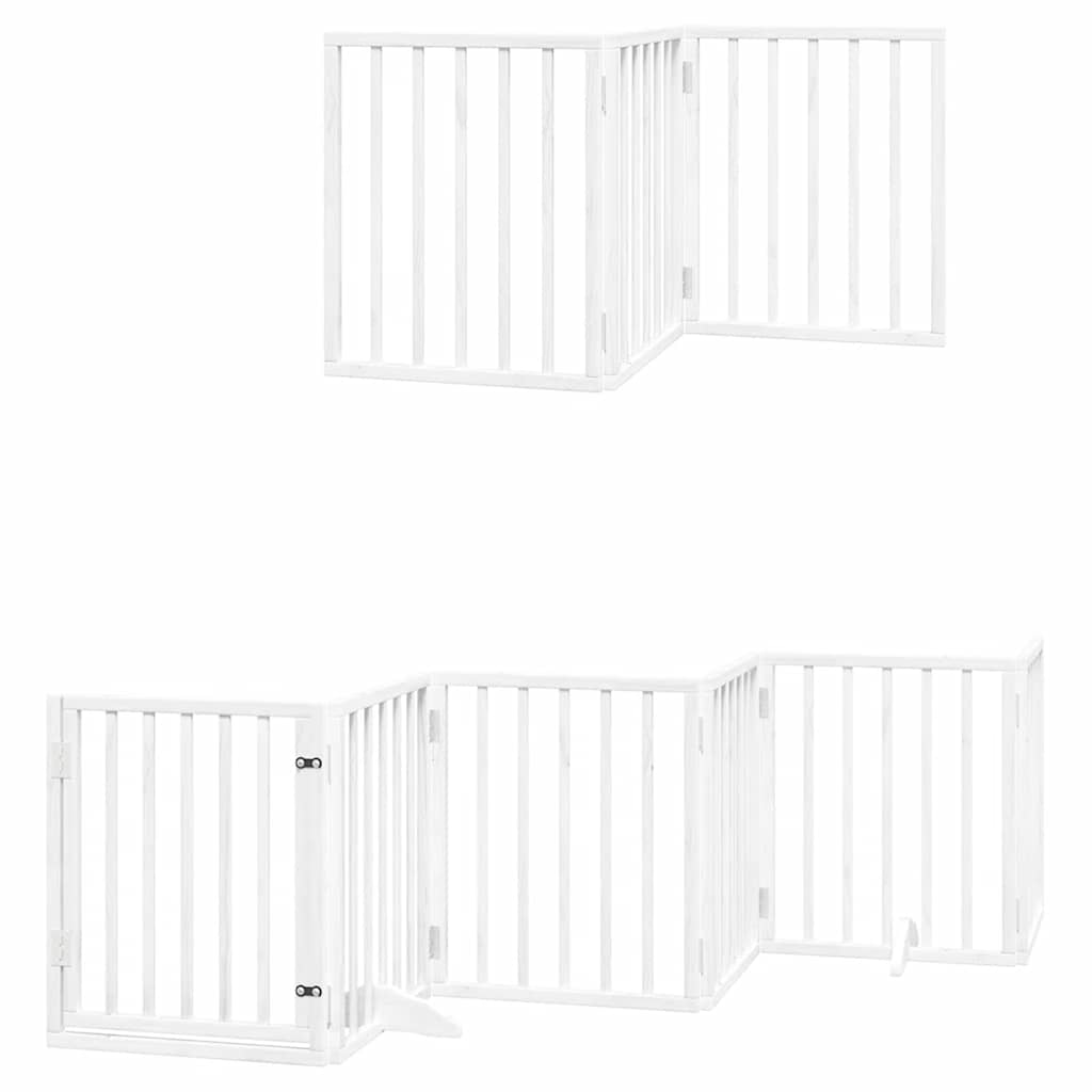 Hundeport sammenleggbar 9 paneler hvit 450 cm poppeltre