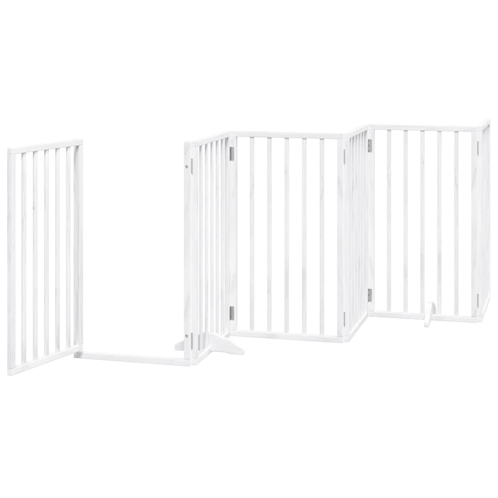 Hundeport sammenleggbar 9 paneler hvit 450 cm poppeltre
