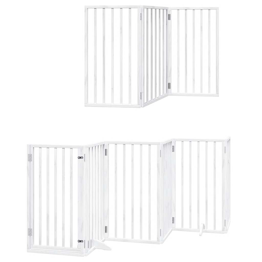 Hundeport sammenleggbar 15 paneler hvit 750 cm poppeltre