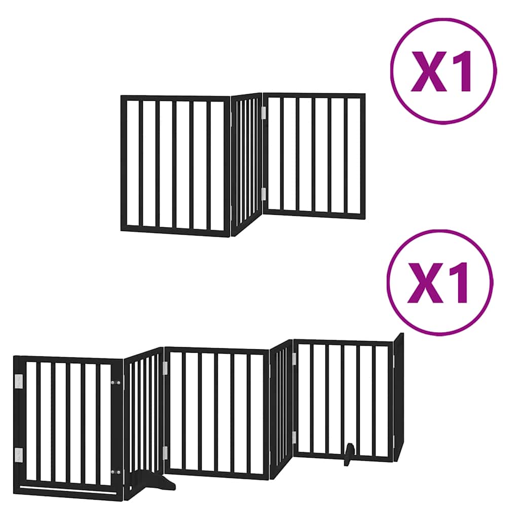 Hundeport sammenleggbar 9 paneler svart 450 cm poppeltre