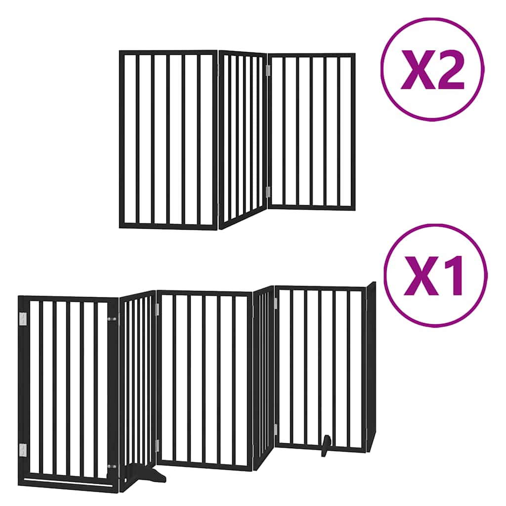 Hundeport sammenleggbar 12 paneler svart 600 cm poppeltre