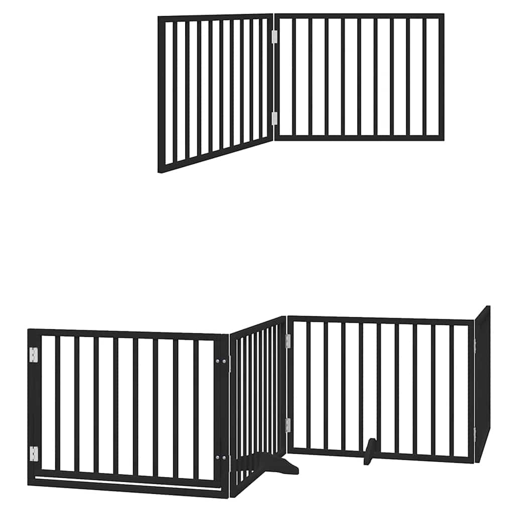 Hundeport sammenleggbar 6 paneler svart 480 cm poppeltre