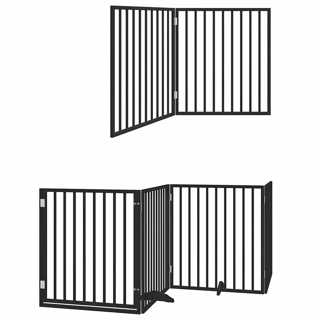 Hundeport sammenleggbar 8 paneler svart 640 cm poppeltre