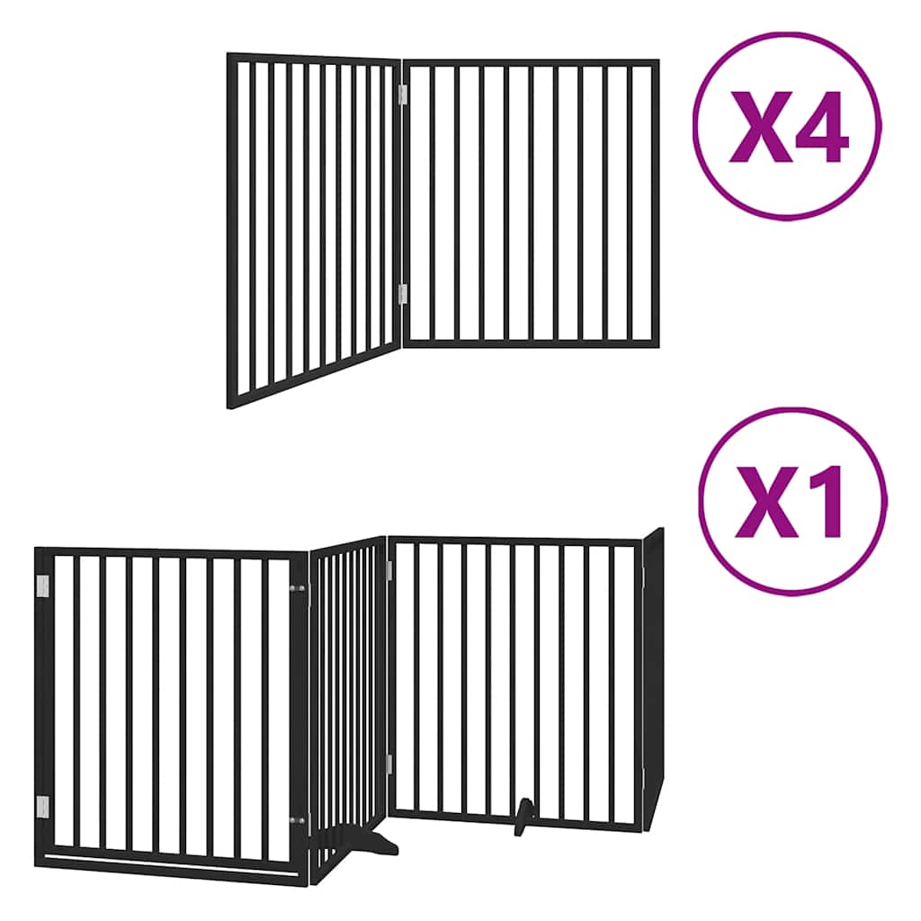 Hundeport sammenleggbar 12 paneler svart 960 cm poppeltre