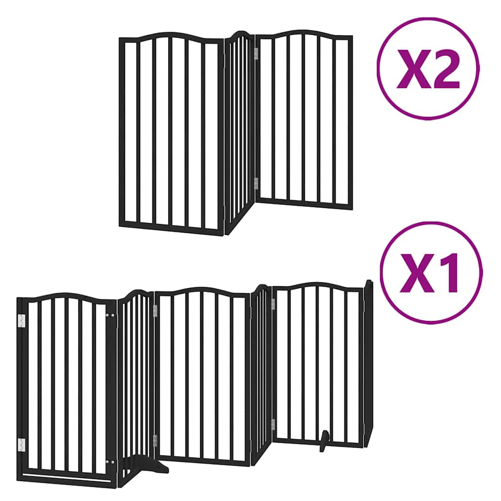 Hundeport sammenleggbar 12 paneler svart 600 cm poppeltre