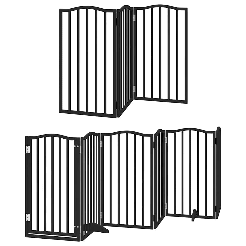 Hundeport sammenleggbar 12 paneler svart 600 cm poppeltre