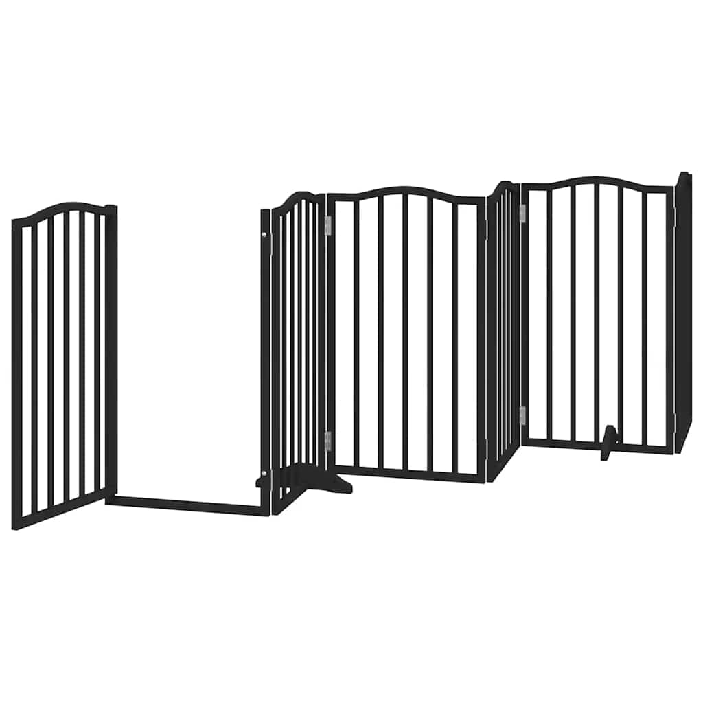 Hundeport sammenleggbar 12 paneler svart 600 cm poppeltre