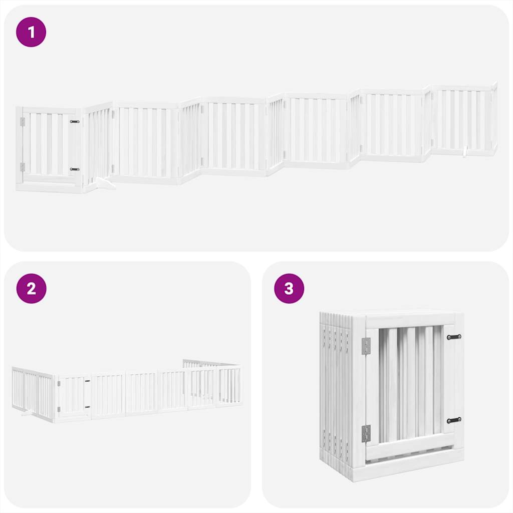 Hundeport sammenleggbar 12 paneler hvit 600 cm poppeltre