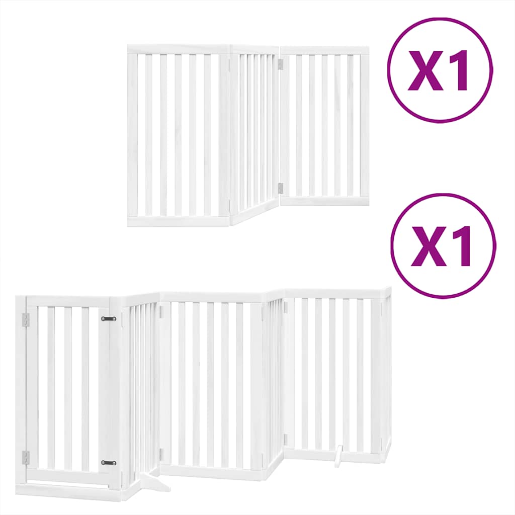 Hundeport sammenleggbar 9 paneler hvit 450 cm poppeltre