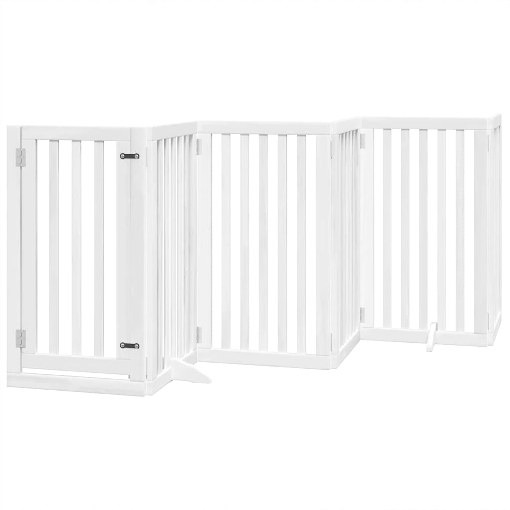 Hundeport sammenleggbar 9 paneler hvit 450 cm poppeltre