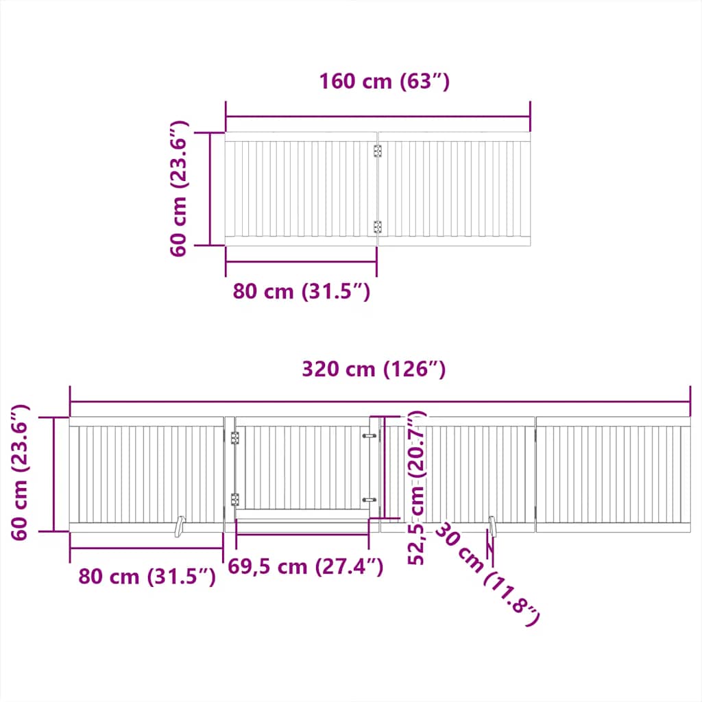 Hundeport sammenleggbar 12 paneler brun 960 cm poppeltre