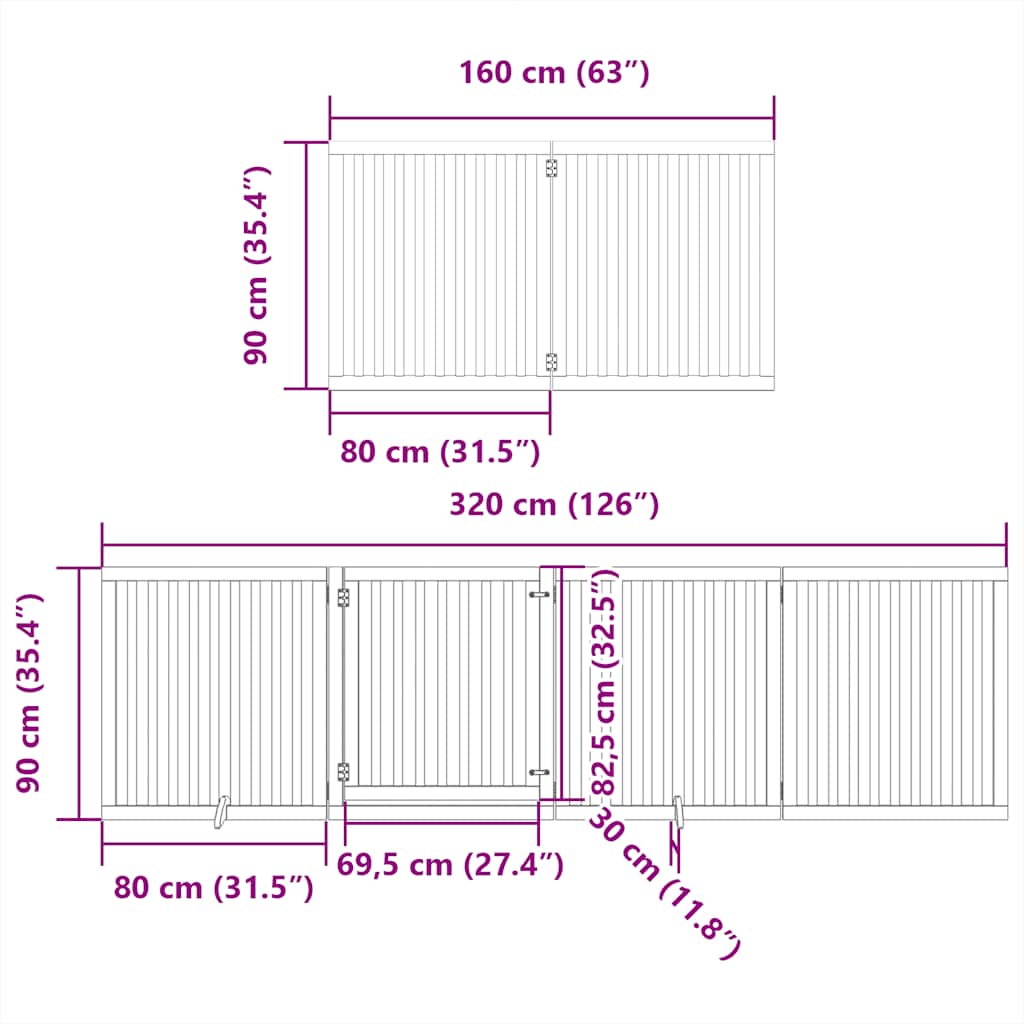Hundeport sammenleggbar 10 paneler brun 800 cm poppeltre