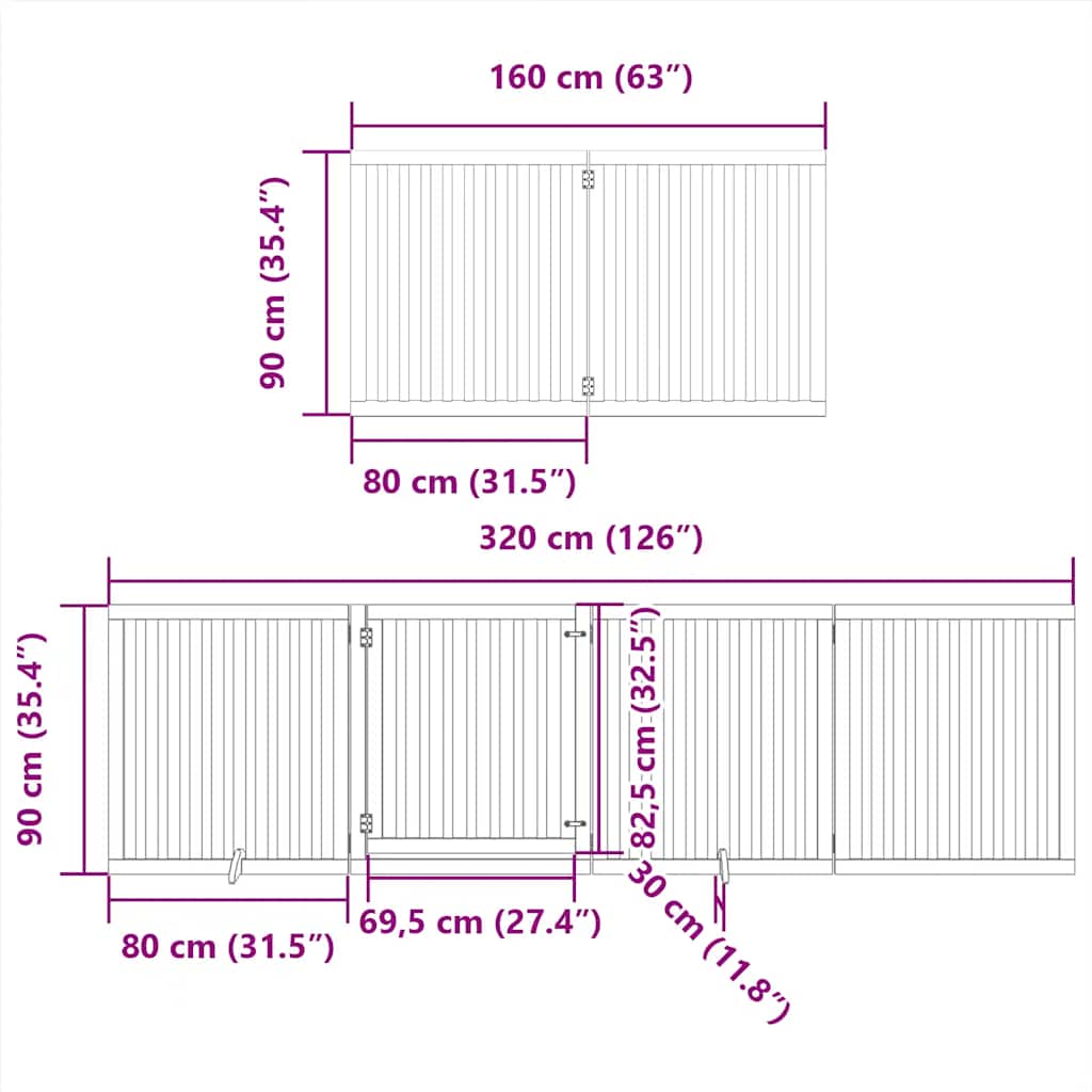 Hundeport sammenleggbar 12 paneler brun 960 cm poppeltre