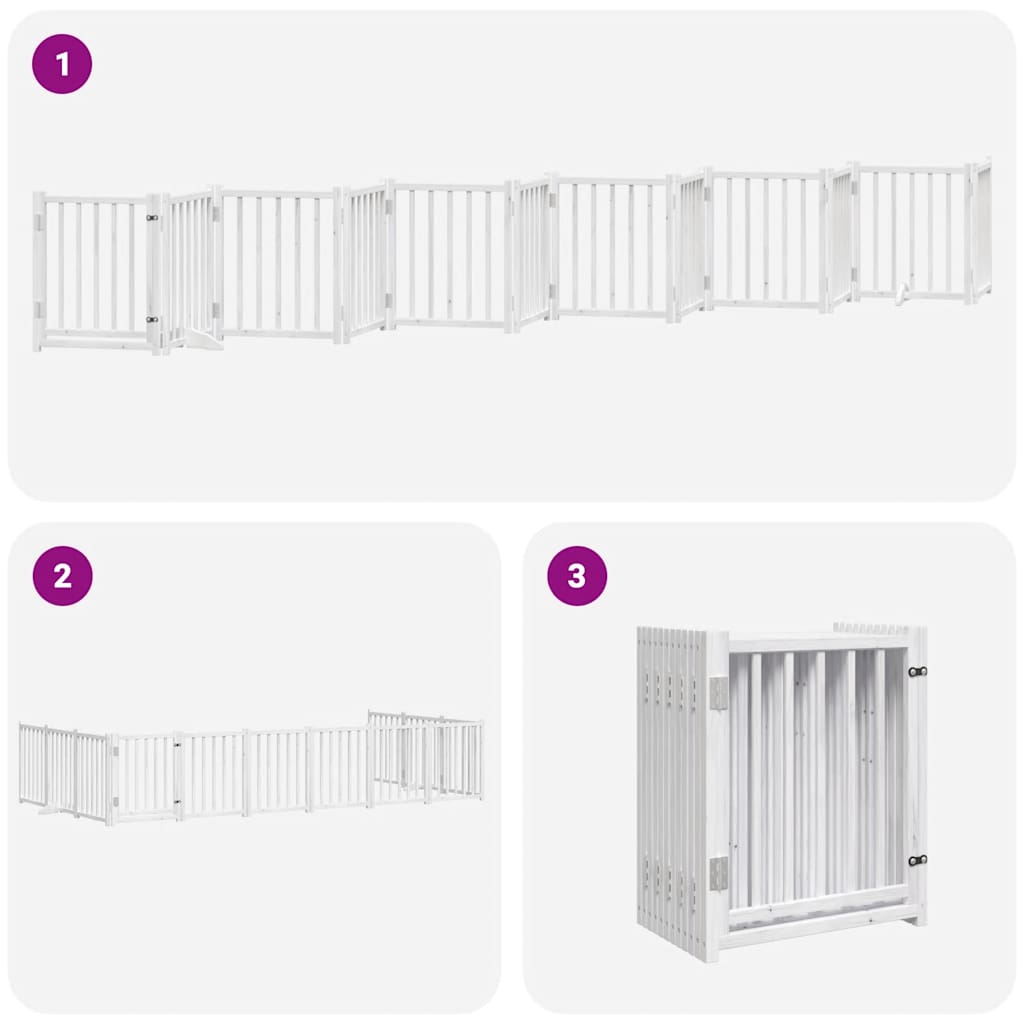 Hundeport sammenleggbar 12 paneler hvit 600 cm poppeltre