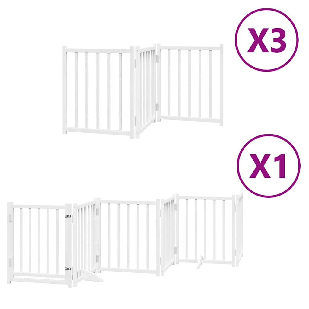 Hundeport sammenleggbar 15 paneler hvit 750 cm poppeltre