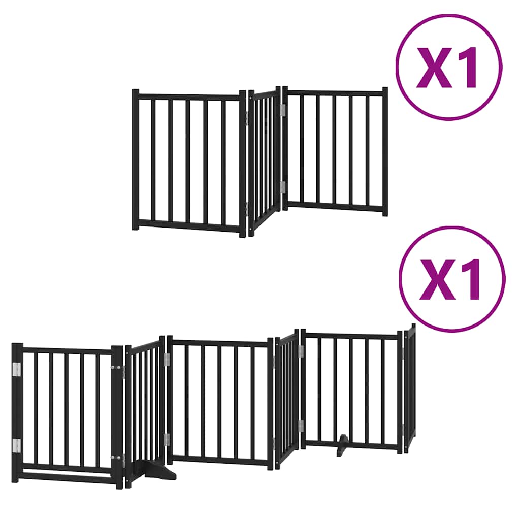 Hundeport sammenleggbar 9 paneler svart 450 cm poppeltre
