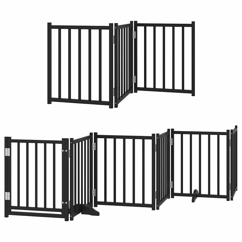 Hundeport sammenleggbar 12 paneler svart 600 cm poppeltre