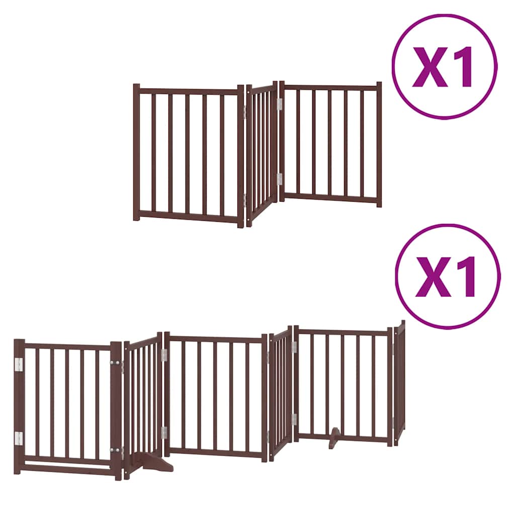 Hundeport sammenleggbar 9 paneler brun 450 cm poppeltre