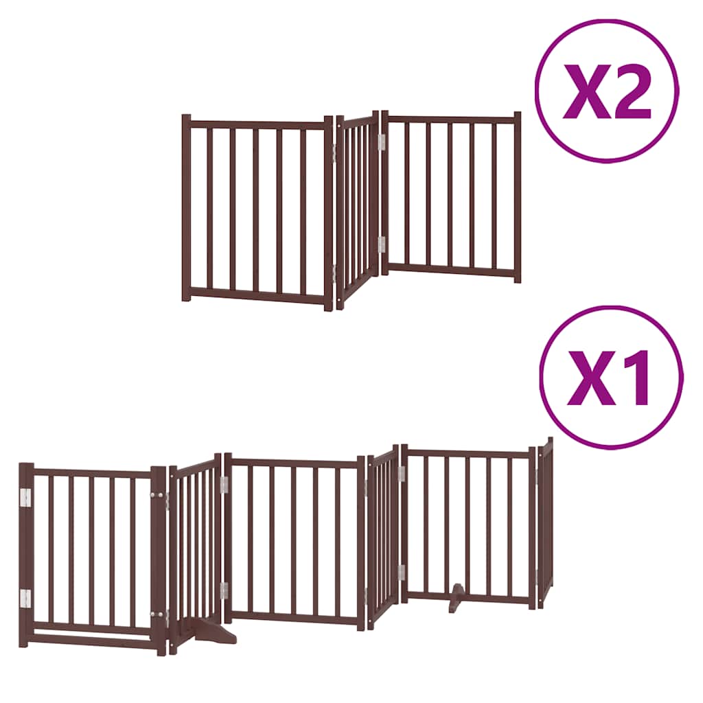 Hundeport sammenleggbar 12 paneler brun 600 cm poppeltre