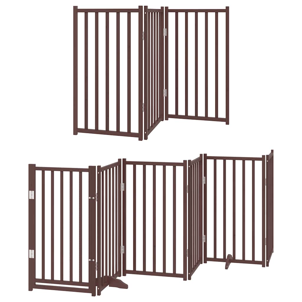 Hundeport sammenleggbar 9 paneler brun 450 cm poppeltre