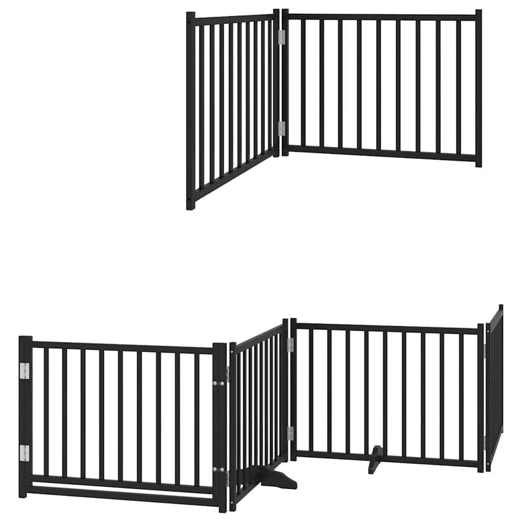 Hundeport sammenleggbar 6 paneler svart 480 cm poppeltre