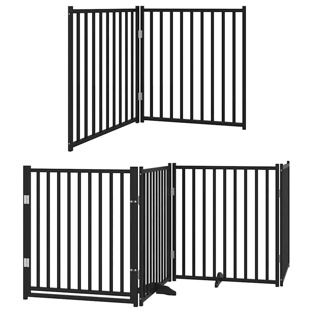Hundeport sammenleggbar 10 paneler svart 800 cm poppeltre