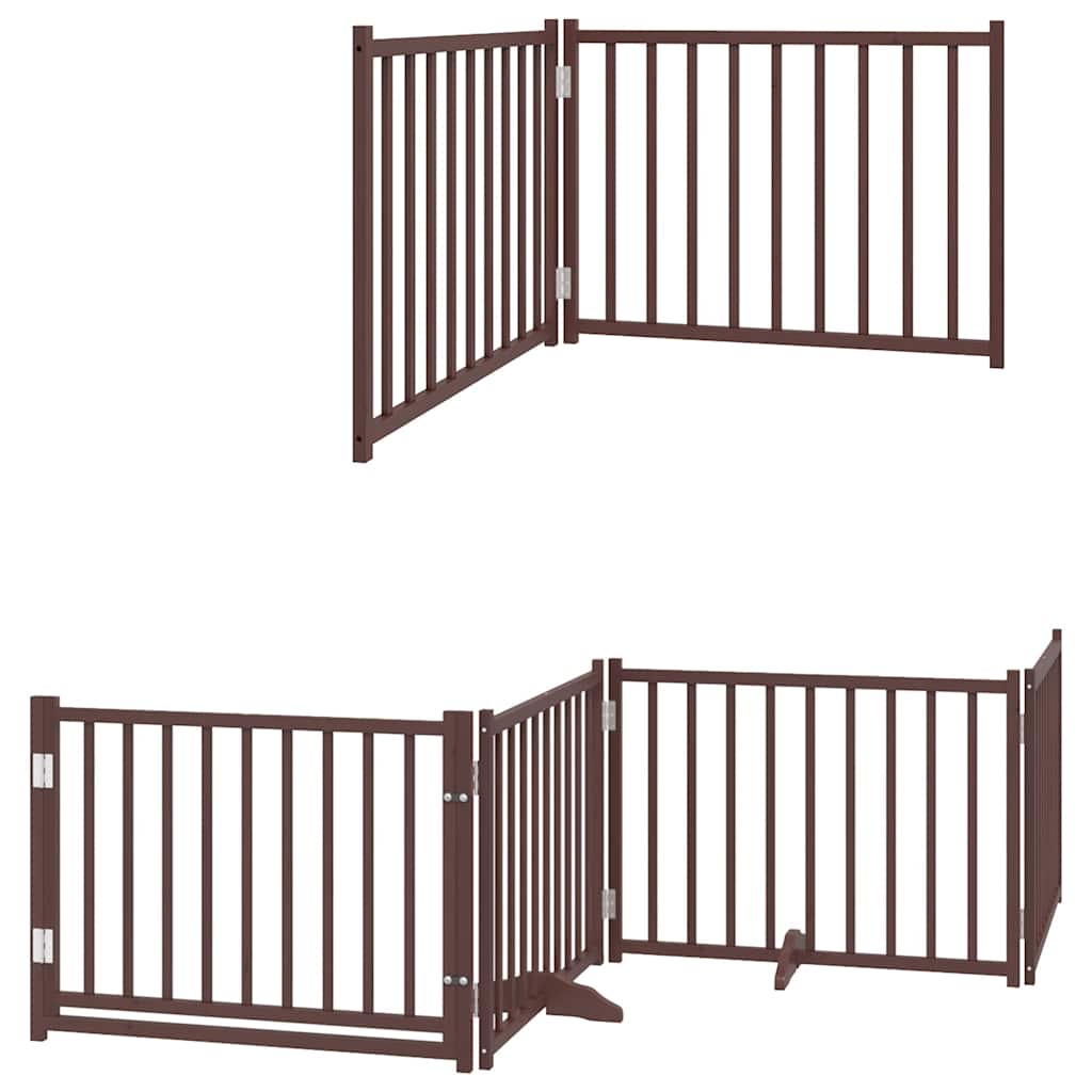 Hundeport sammenleggbar 6 paneler brun 480 cm poppeltre