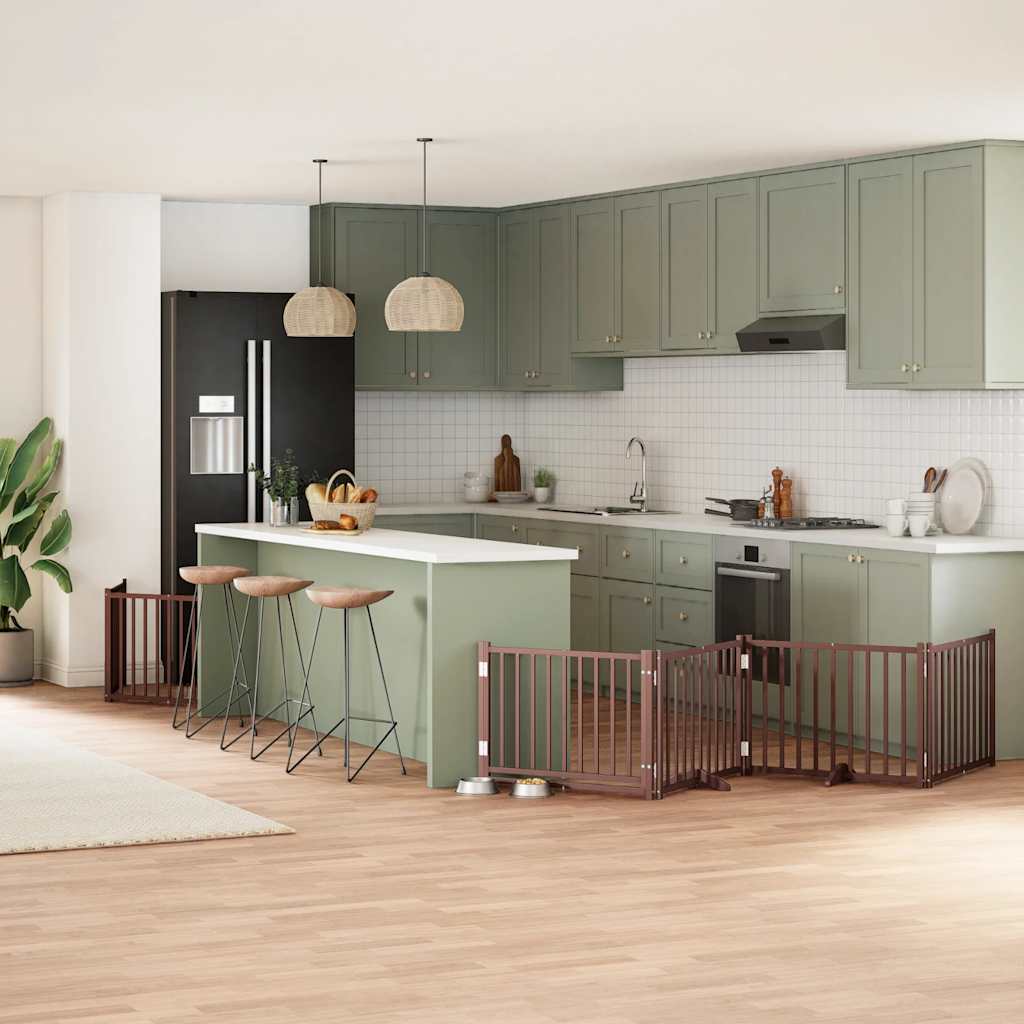 Hundeport sammenleggbar 8 paneler brun 640 cm poppeltre