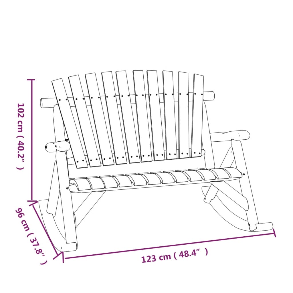 Gyngebenk 2 seter 123x96x102 cm heltre gran