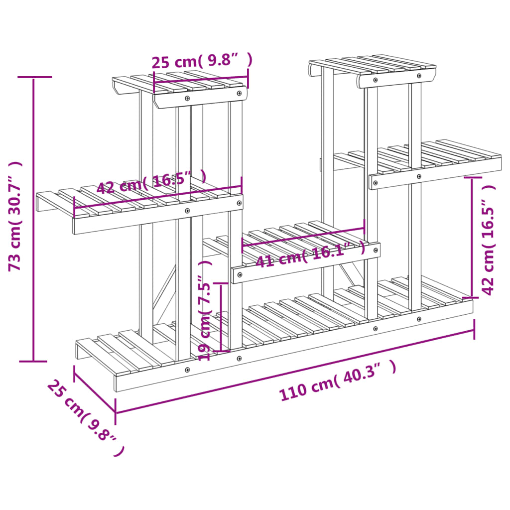 Blomsterstativ 110x25x73 cm heltre gran