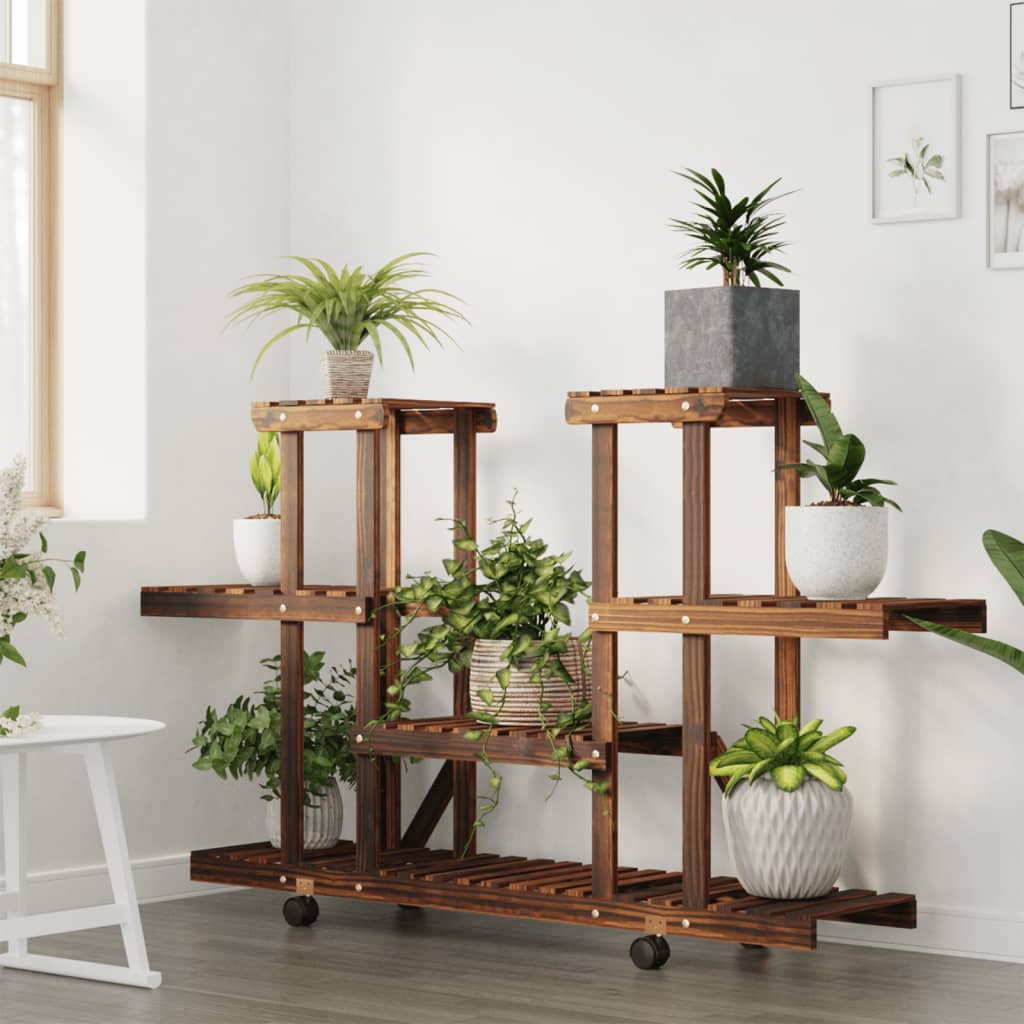 Blomsterstativ med hjul 110x25x78 cm heltre gran