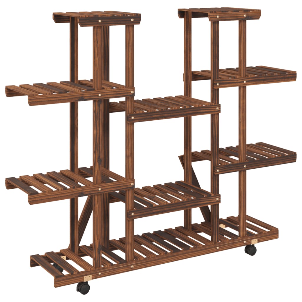 Blomsterstativ med hjul 110x25x115 cm heltre gran