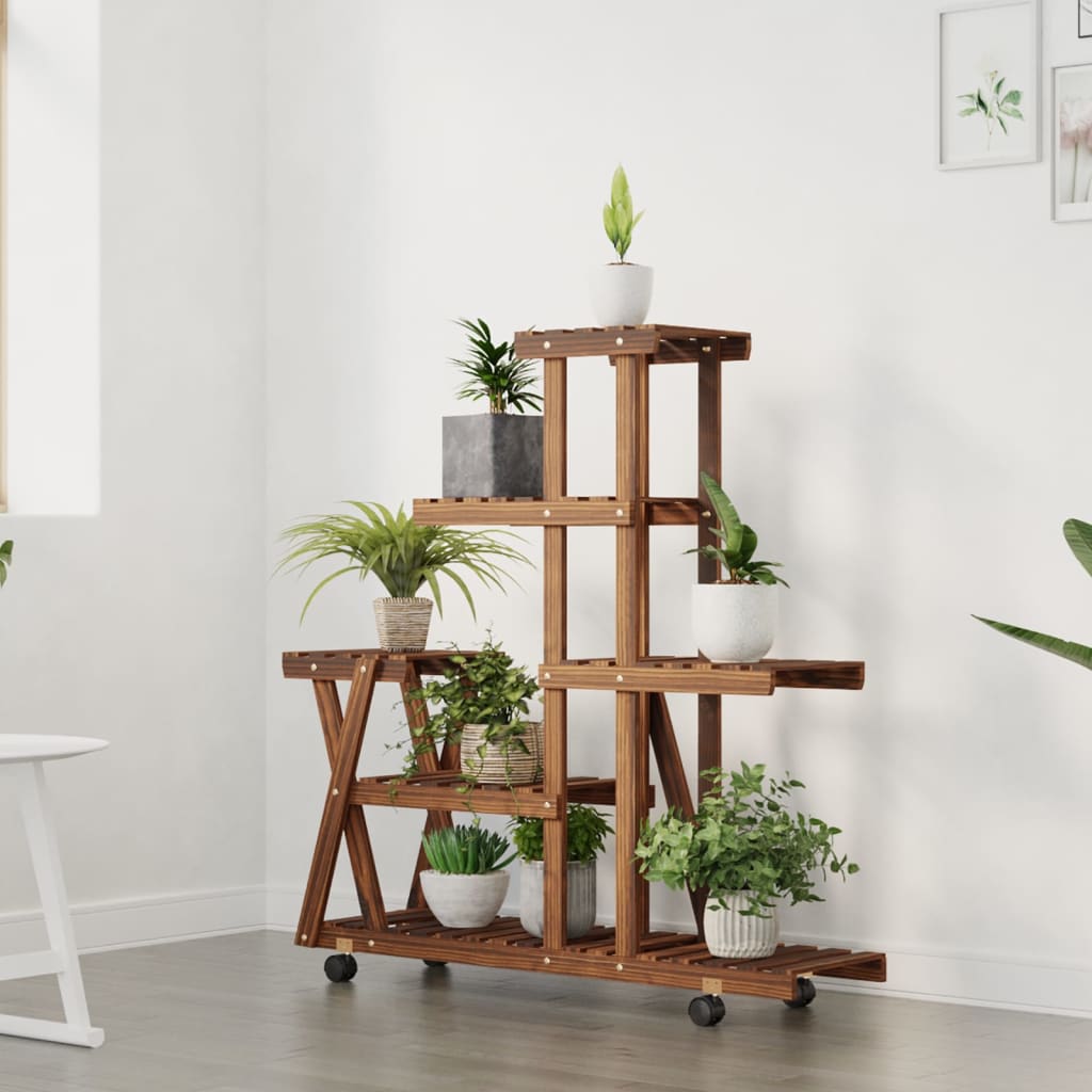 Blomsterstativ med hjul 95x25x101 cm heltre gran