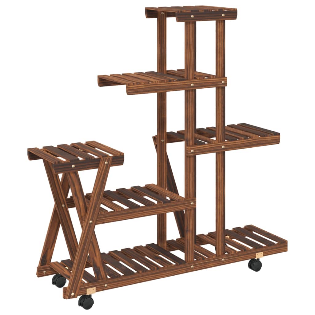 Blomsterstativ med hjul 95x25x101 cm heltre gran