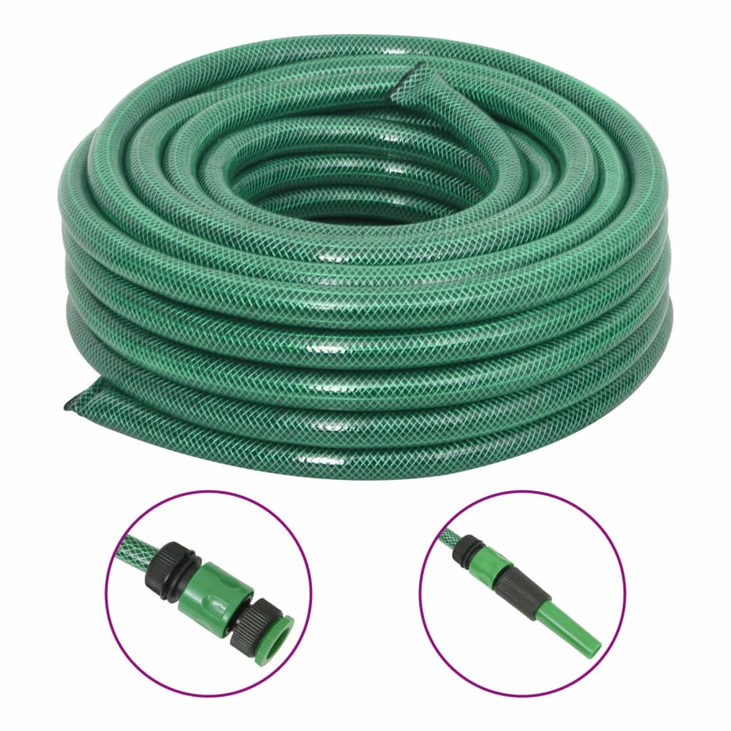 Hageslange med monteringssett grønn 0,75" 30 m PVC vidaXL