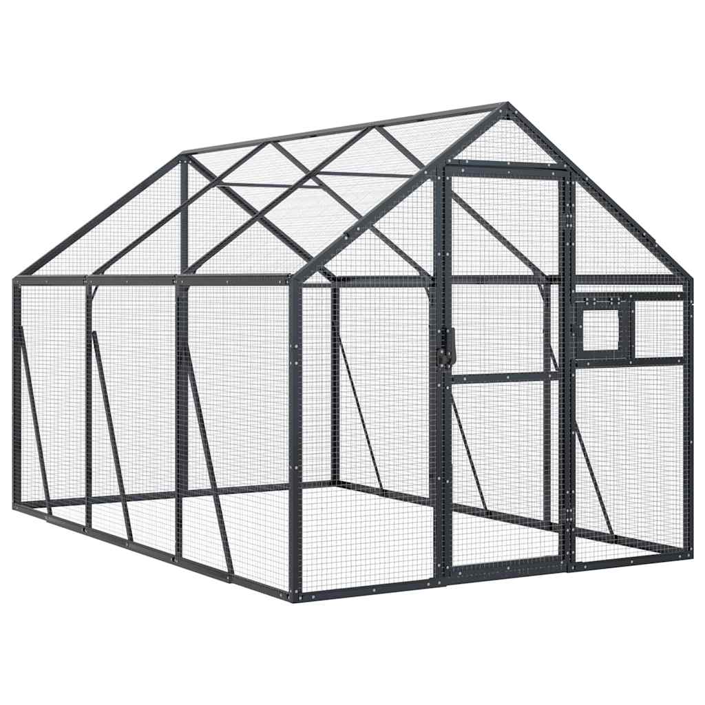 Fuglehus antrasitt 1,79x3x1,85 m aluminium