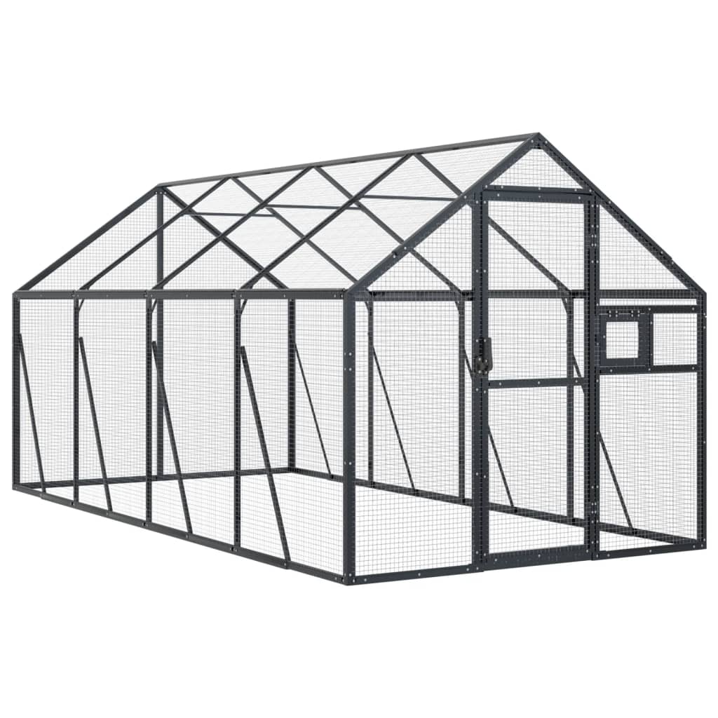 Fuglehus antrasitt 1,79x4x1,85 m aluminium