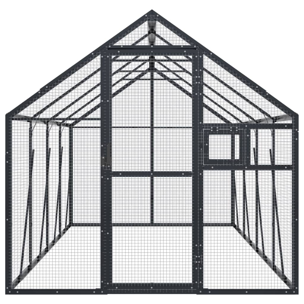 Fuglehus antrasitt 1,79x4x1,85 m aluminium